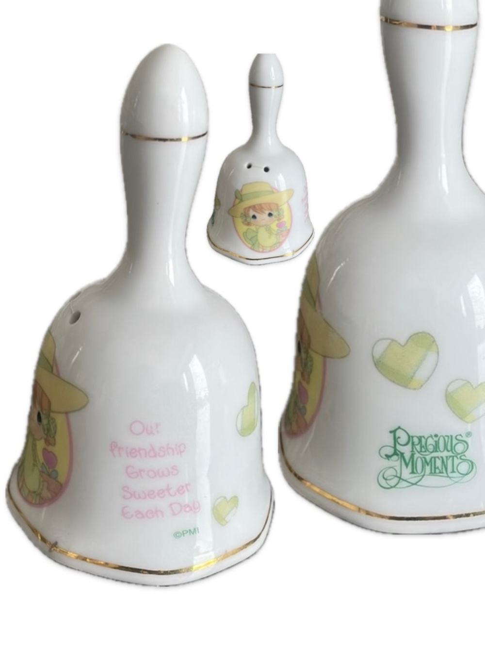 Precious Moments Ceramic Bell Our Friendship Grows Sweeter Each Day Vintage Gold